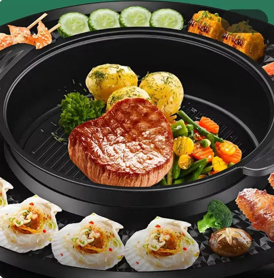 Multifunctional electric cooker hot pot barbecue all-in-one pot 5L 2300W Reunion Roast Black