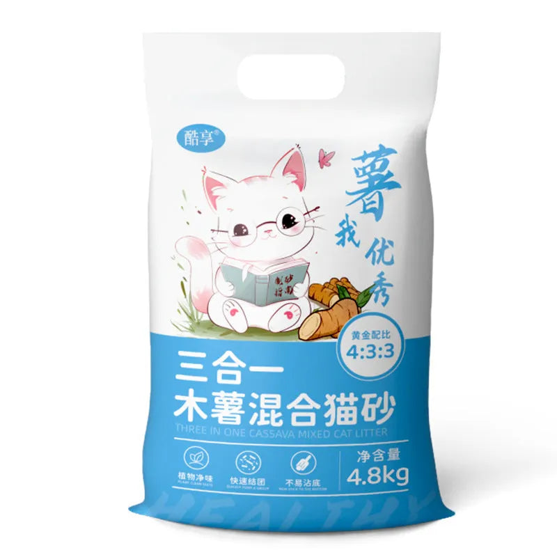 10kg mixed bitter cassava cat litter with bentonite, deodorant and dust-free plant sand litter