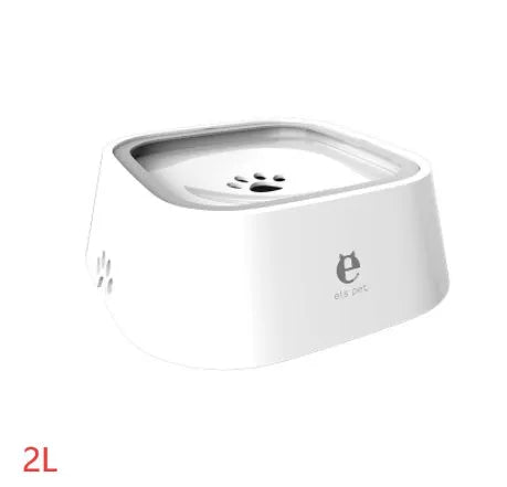 1.5L grey anti-overflow floating water bowl for cats and dogs with non-slip base