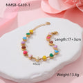 Gold or steel women's bracelet with colourful oil necklace and love heart pendant
