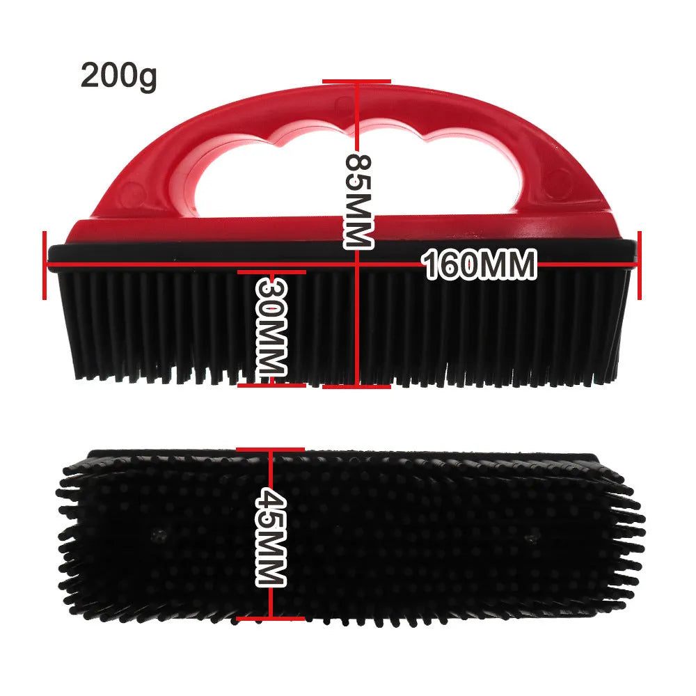 Red pet grooming and carpet cleaning brush measuring 160mm by 85mm for hair removal