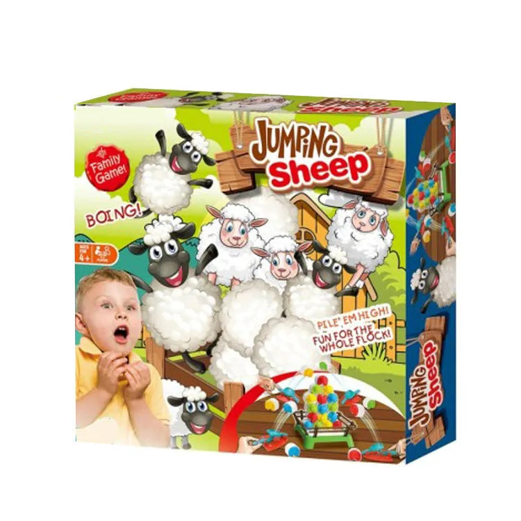 Children's bouncing sheep game plastic ejection balance toy in English colour box