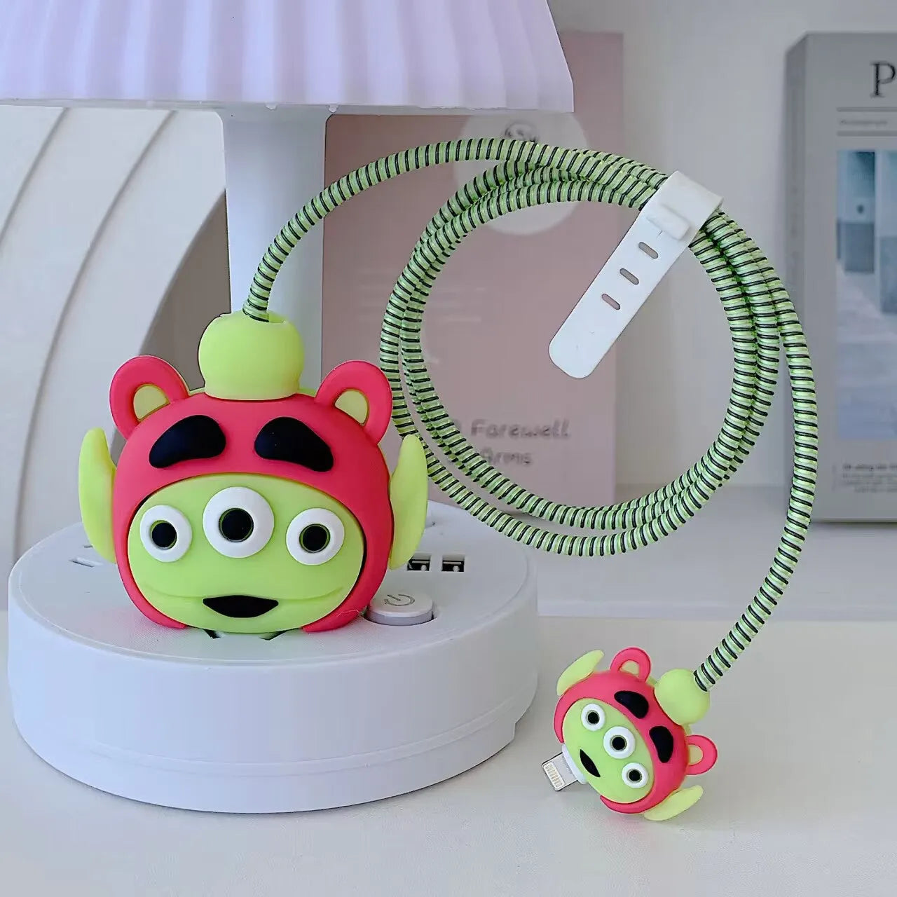 Silicone USB charger protective cover 4-piece set for Apple 18W 20W in cartoon designs