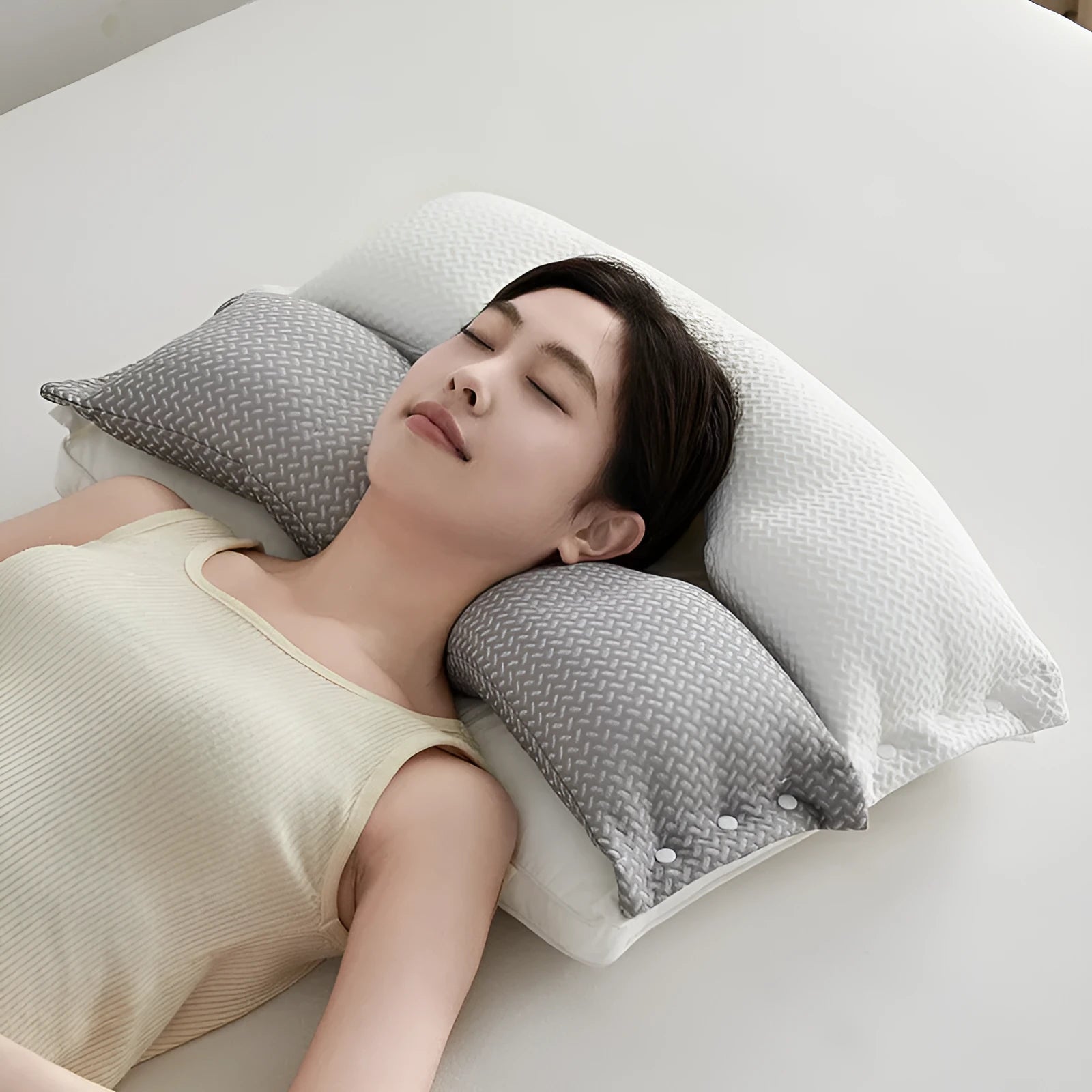 Double-layer chemical fibre pillow for cervical support in low loft style, 40x60cm adult household pillow