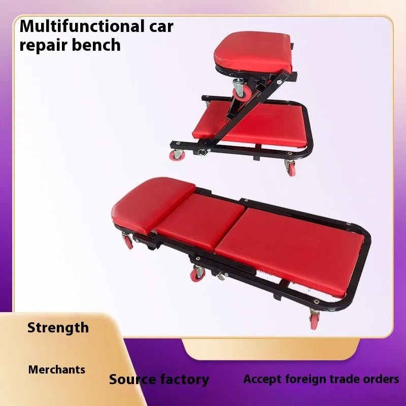 Thickened steel pipe folding dual-purpose repair bench in black for auto repair use
