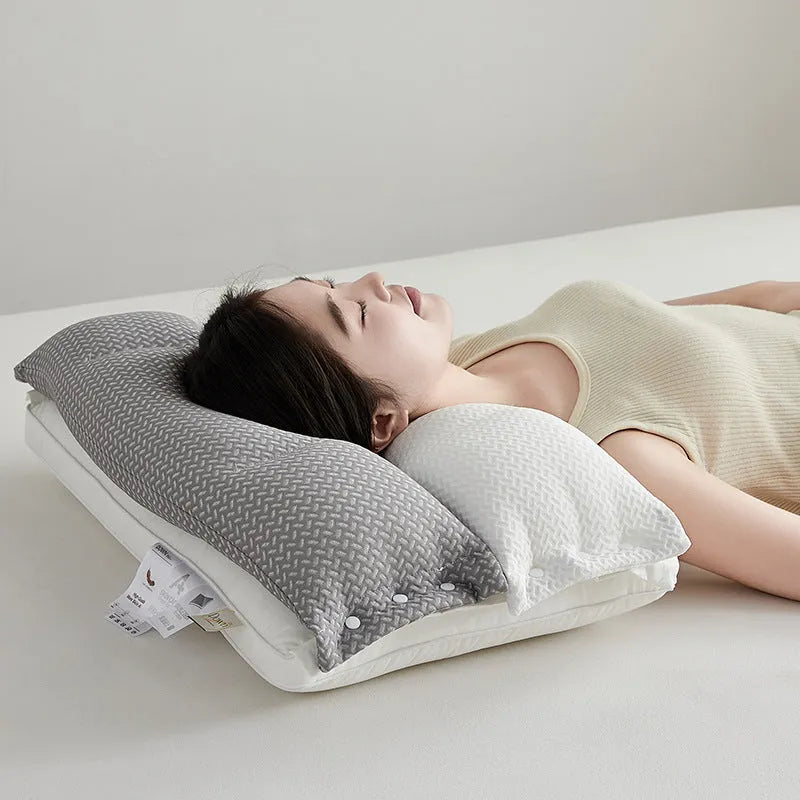 Double-layer chemical fibre pillow for cervical support in low loft style, 40x60cm adult household pillow