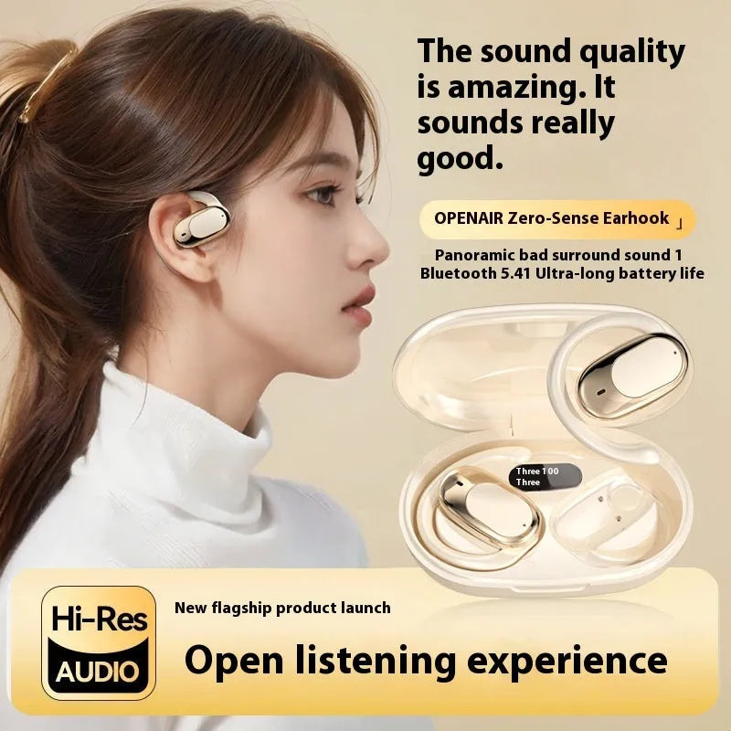Bone conduction Bluetooth headset, silicone titanium wire, 180° rotatable, digital display, black colour