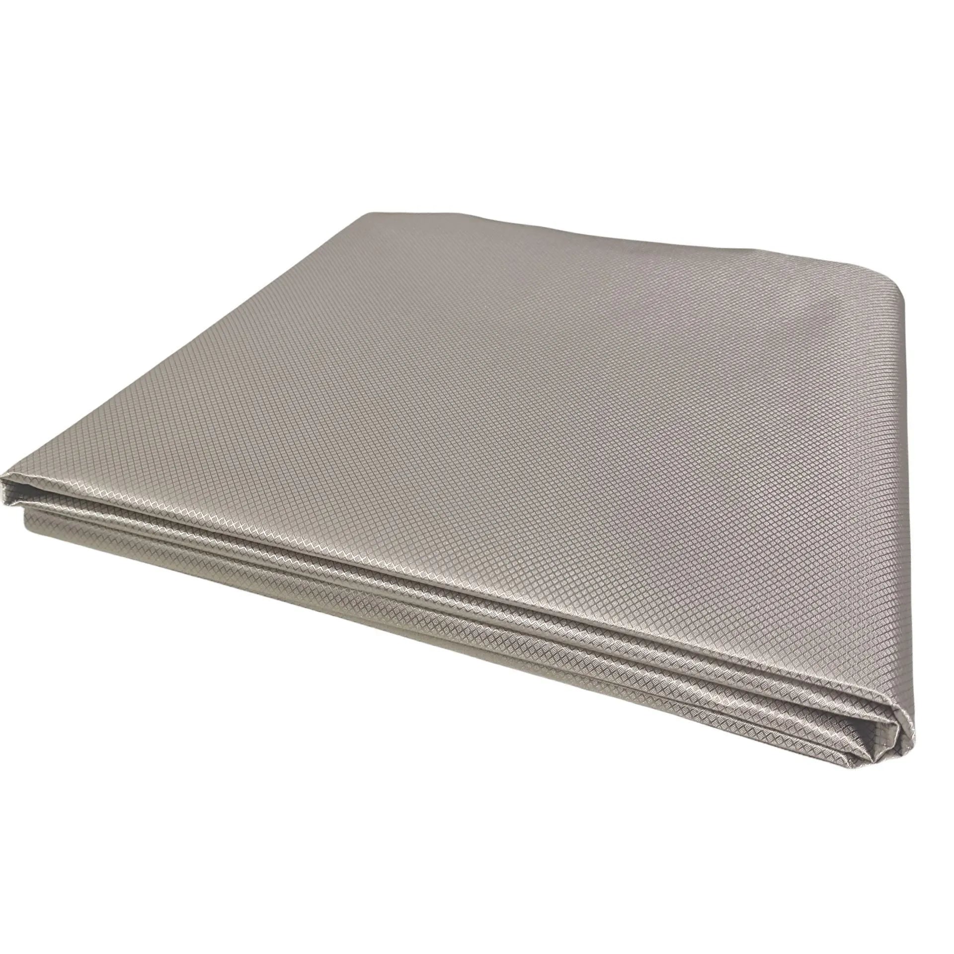 Grey diamond lattice radiation shielding fabric with copper and nickel metal fibres for signal blocking
