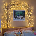 Flexible LED vine light garland with birch bark texture and 144 warm white lights