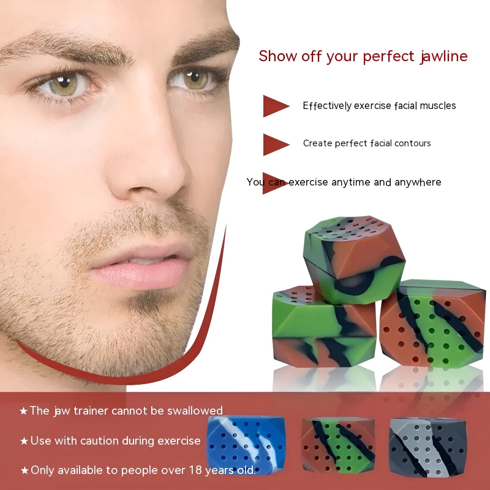 Camouflage facial muscle fitness balls for jaw tightening exercise