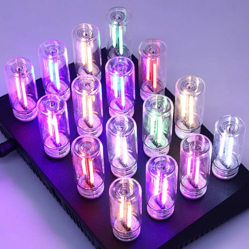 Transparent USB touch-controlled night lamp with compact 22x64mm glass construction