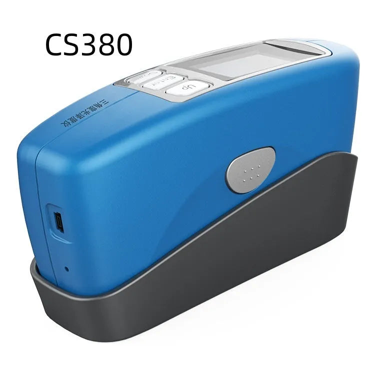 Ceramic portable gloss tester showing CS-300, CS-300S, and CS-380 measurement angle configurations