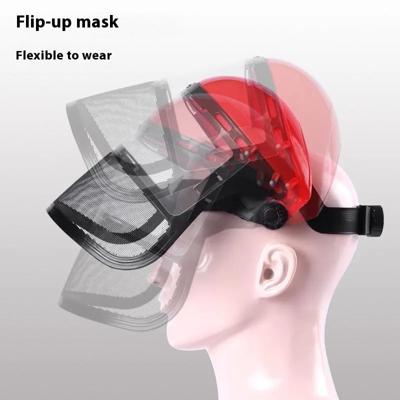 Transparent PVC anti-splash anti-impact face shield with head strap, 1.8mm thickness, for garden and construction use
