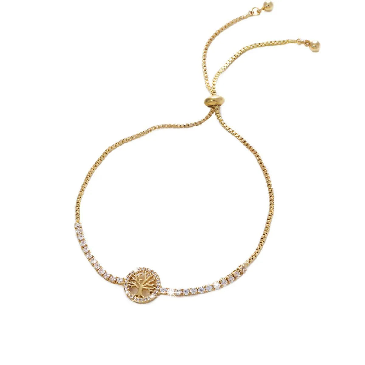 Lucky tree zircon bracelet for women with electroplated metal construction