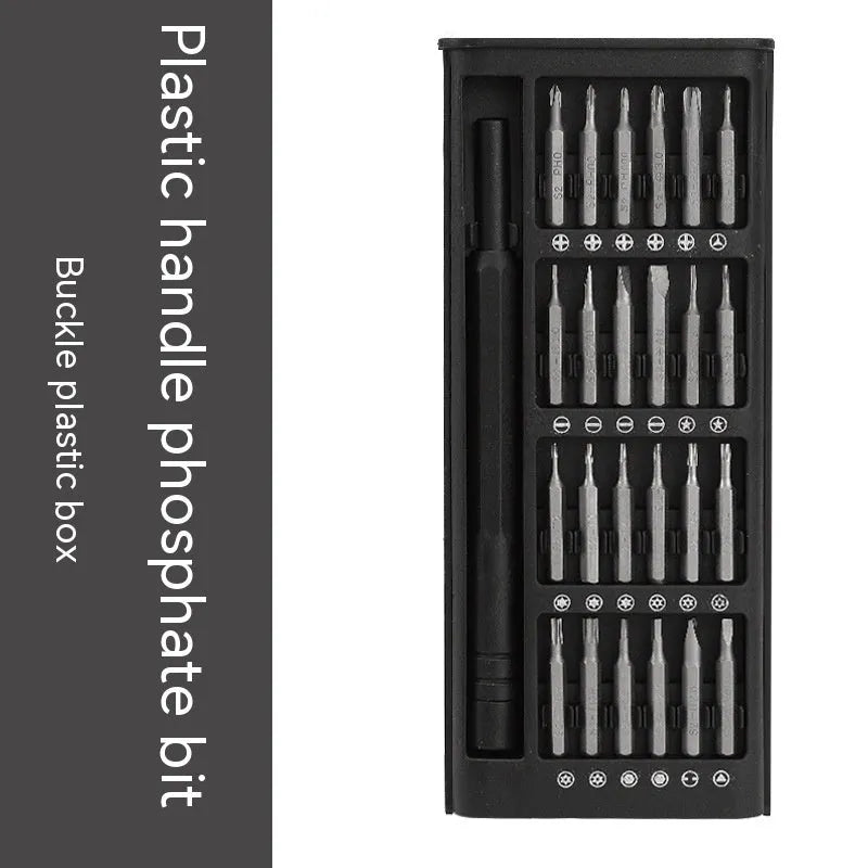 24-in-1 precision magnetic screwdriver set with bit holder, aluminium handle, and 125mm chrome vanadium steel shaft.
