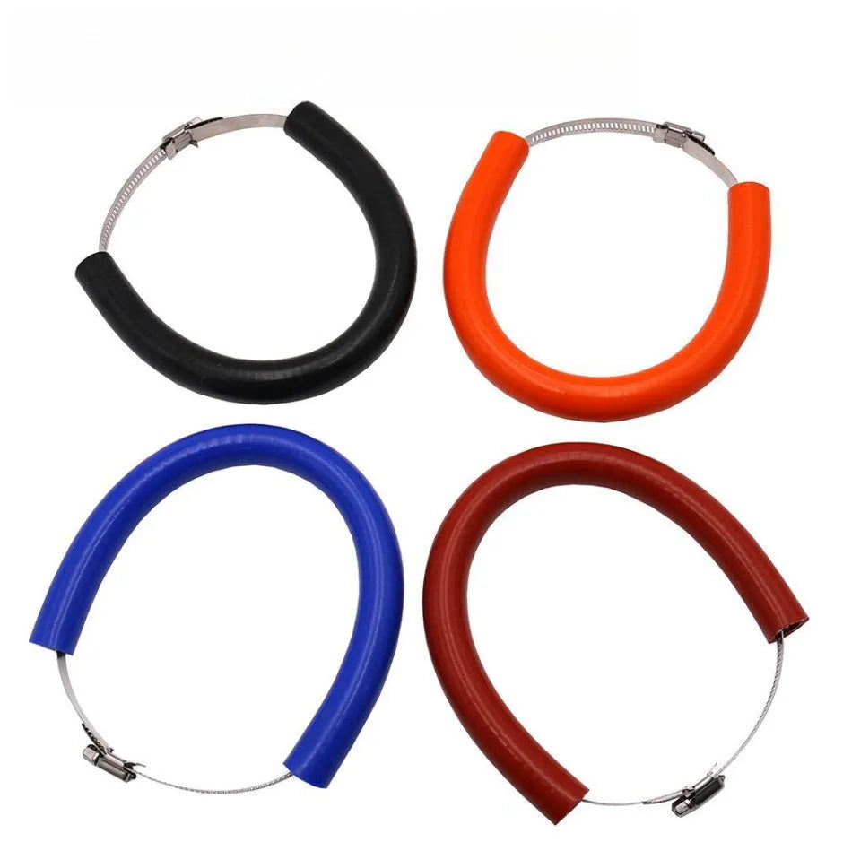 Universal motorcycle exhaust anti-drop wiring kit with gasket in black, blue, and orange colour options