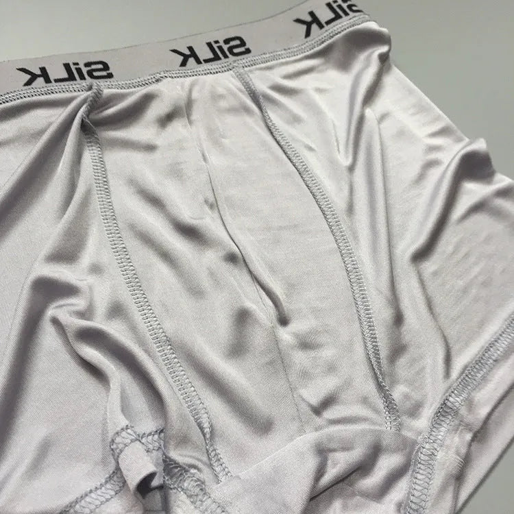 Men's silk casual shorts in navy blue with mid waist design and loose fit