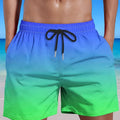 Men's gradient colour 3D digital print mesh sports shorts in athletic style