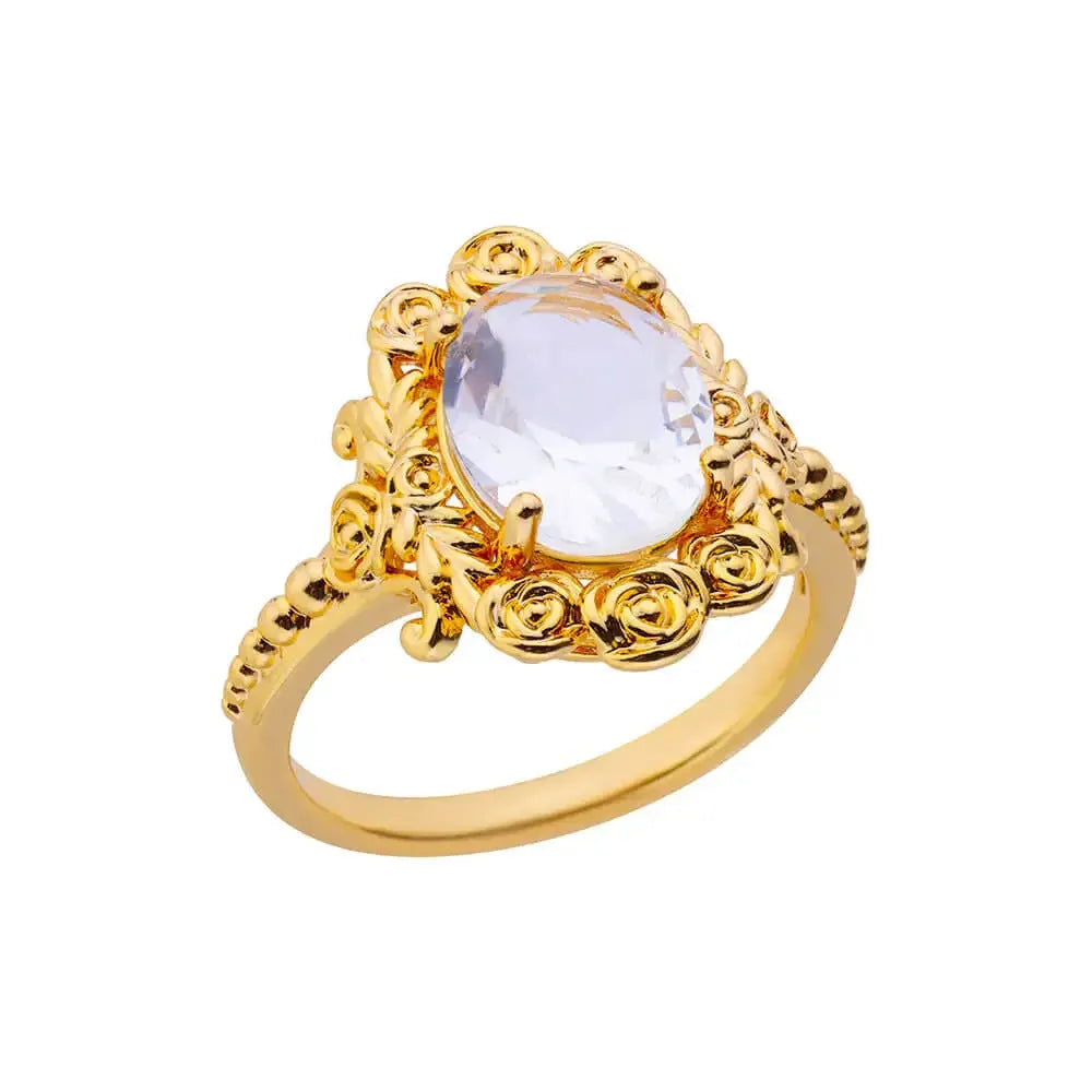 18K gold plated love emerald adjustable open mouth ring with synthetic zircon stone on copper base