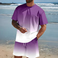 Men's loose fit short-sleeved T-shirt and shorts summer suit in polyester fabric