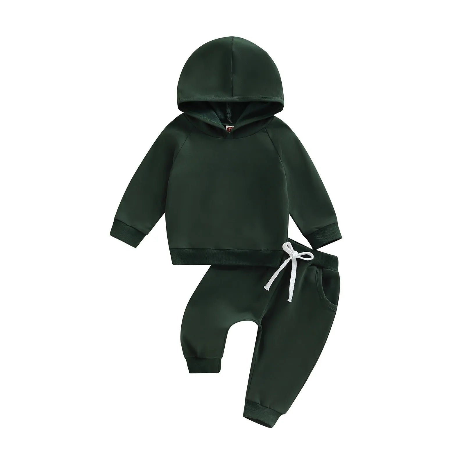 Boys solid colour cotton hooded sweater and trousers suit for autumn winter in apricot