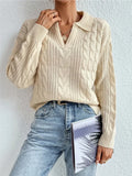 Women's twist thread knitted vest solid colour apricot top front view sleeveless pullover