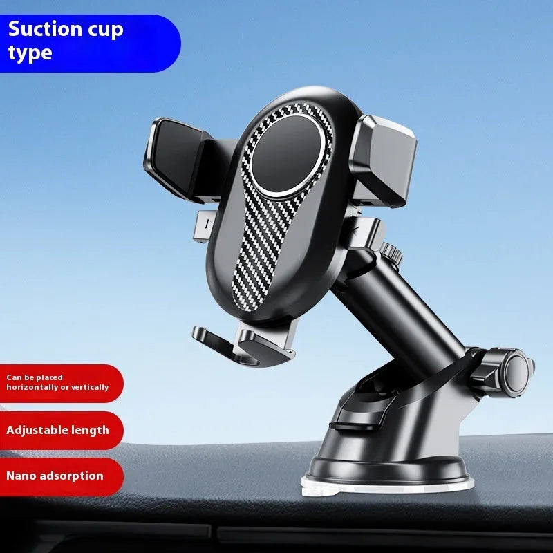 Automatic lock car phone bracket with extended suction base for air outlet mounting