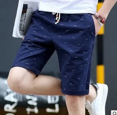 Men's cotton capri-length summer shorts with lace-up front closure in various colours
