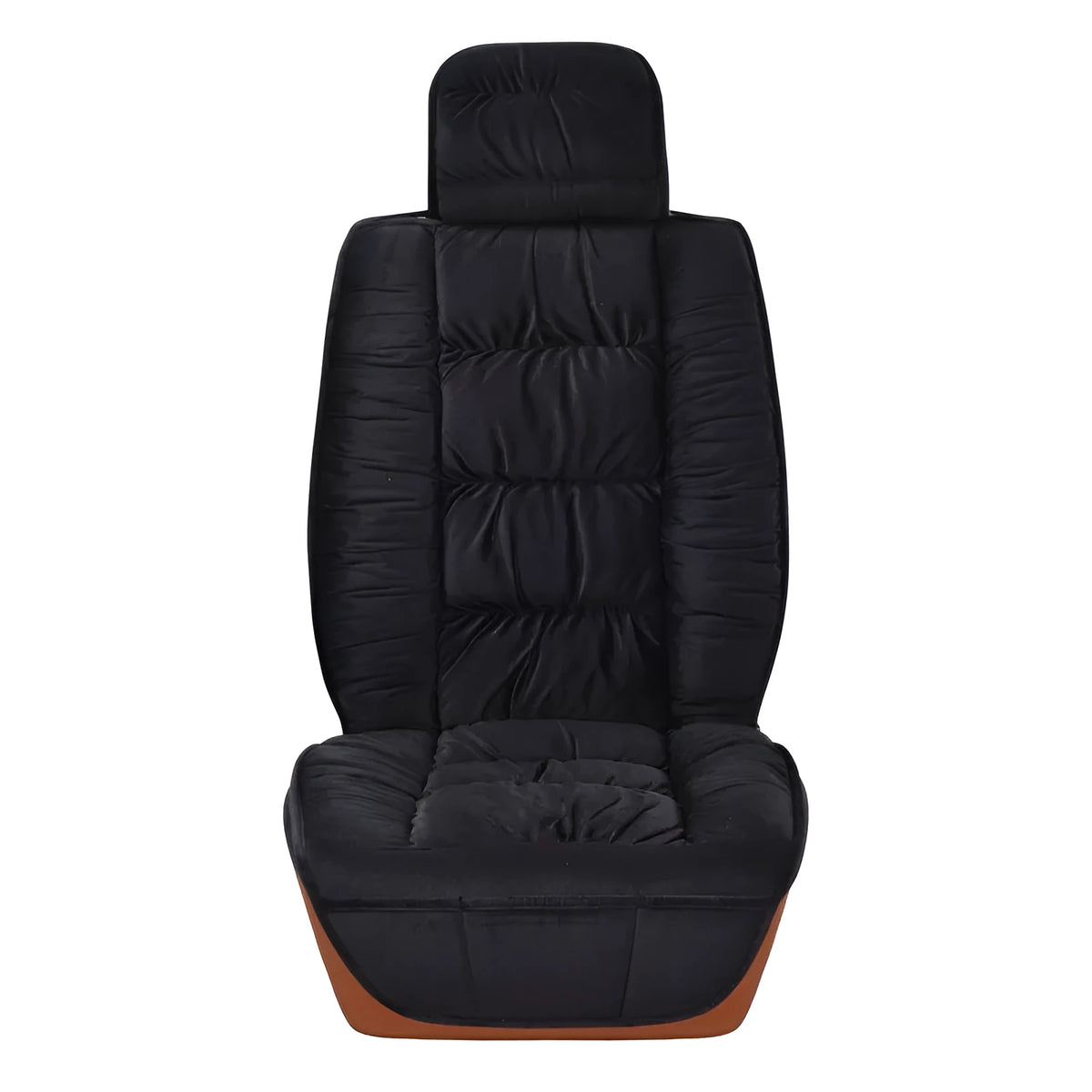 Winter short plush car seat cover for General Motors front seat in beige colour with full surround design