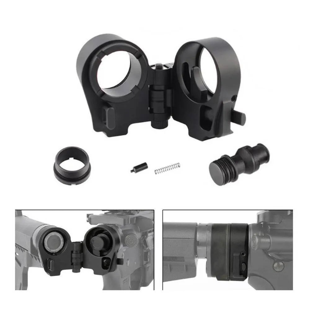 Third generation tactical folding stock adapter for AR-15 and AR-10 rifles in black finish