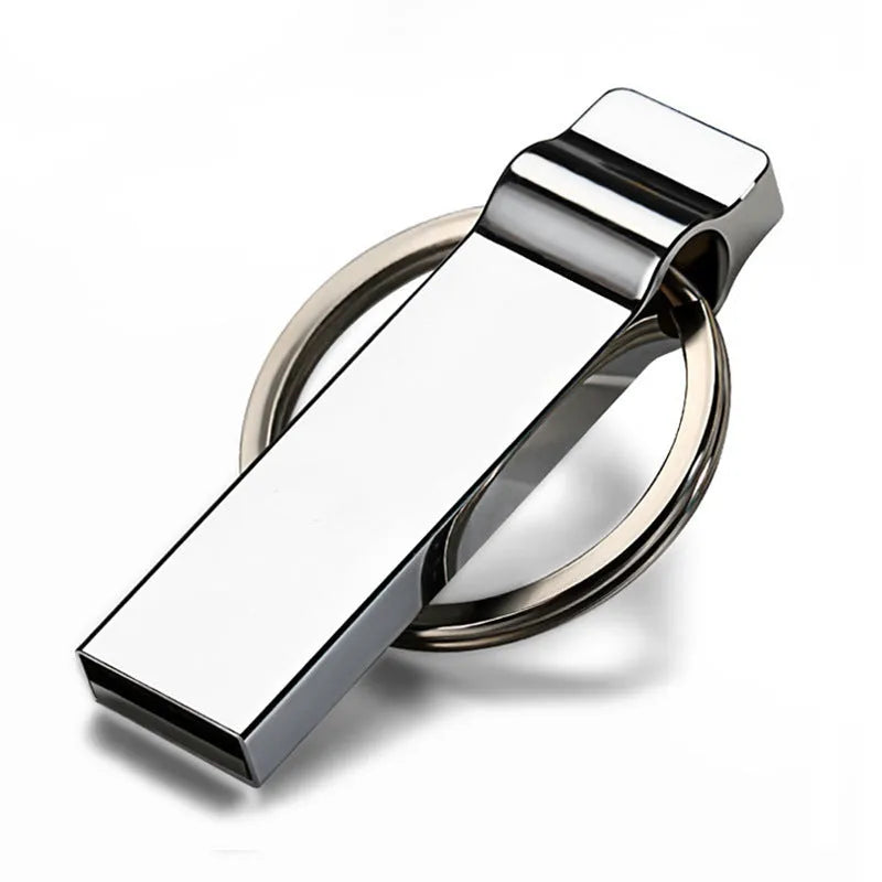 Silver 32GB USB 2.0 metal U Disk with necklace attachment and write protection switch
