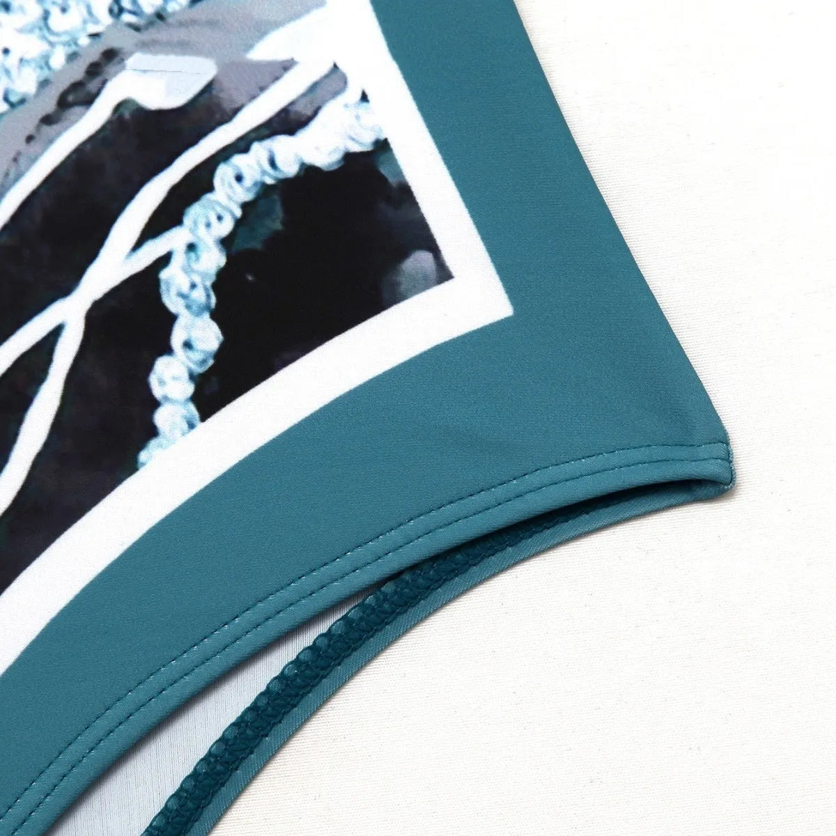 Women's two-piece polyester swimsuit set with brief bottoms in picture colour, available in sizes S to XXL