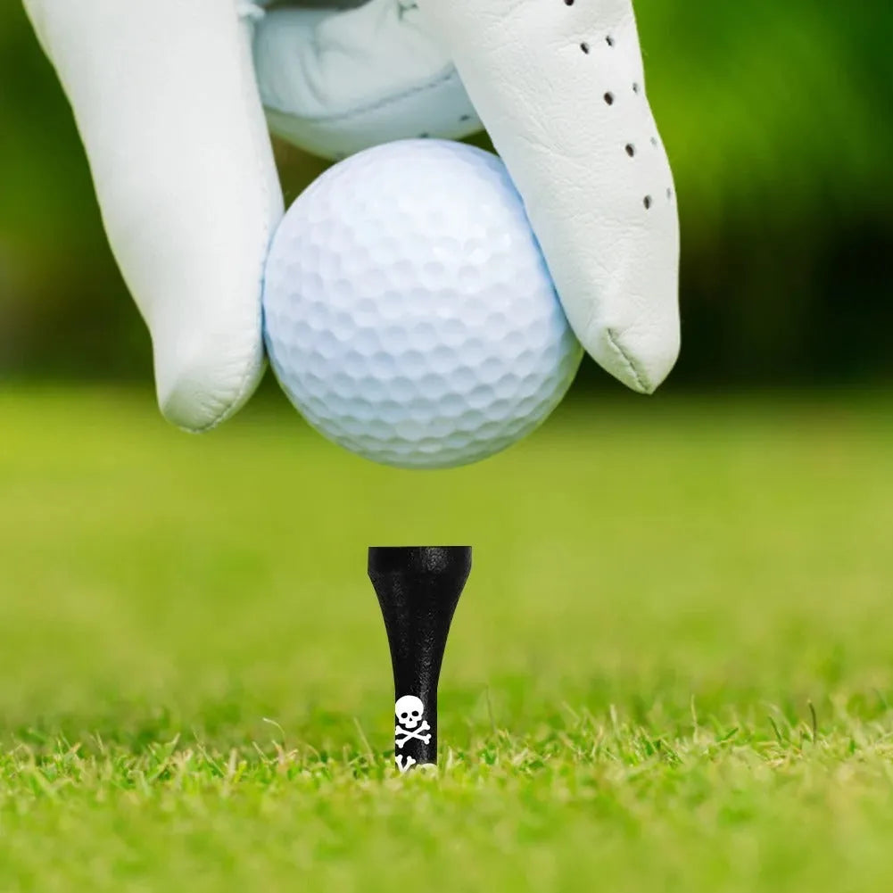 Black skull print bamboo dowel pins for golf shoes in 70mm and 83mm lengths
