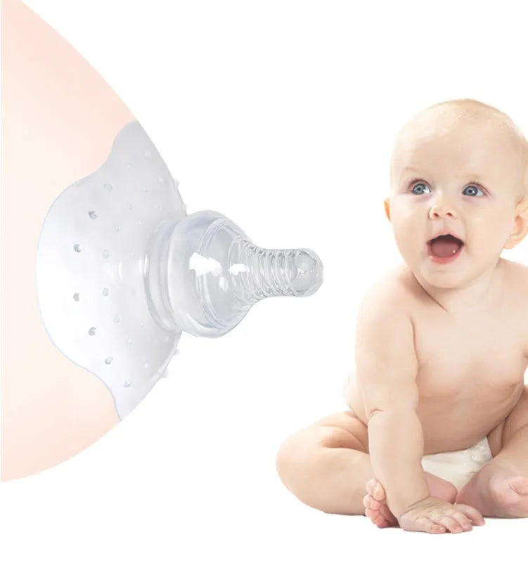 Nursing nipple protectors for breastfeeding mothers in transparent and pink colours