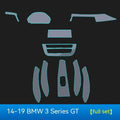 Transparent TPU interior protection film kit for BMW 3 Series dashboard and centre console.