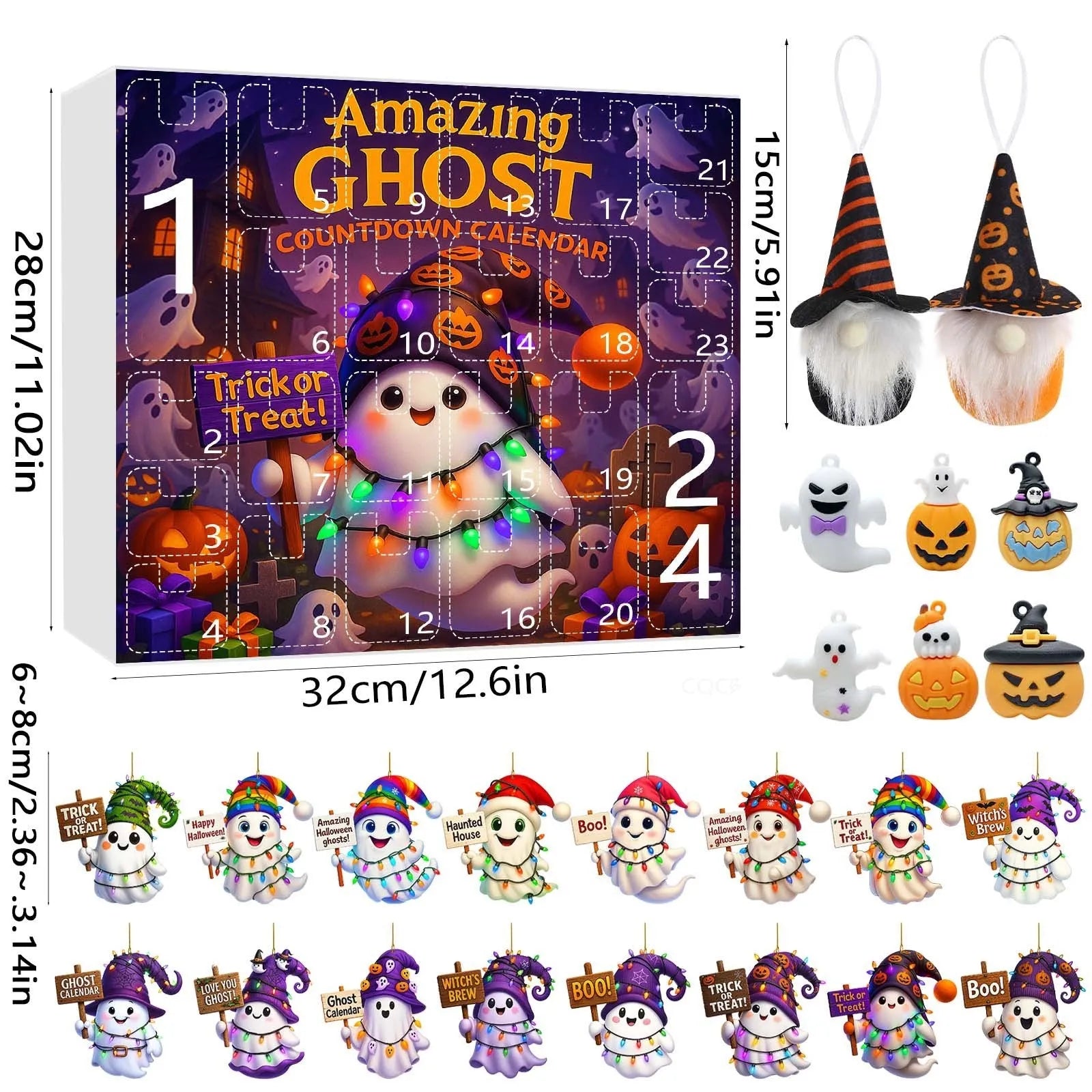 Ghost Pumpkin Doll blind box set with 16 pendants, 6 PVC figurines, 2 plush dolls in Halloween series niche style