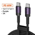 Aluminium alloy USB C fast charge cable with woven braiding in blue colour showing connector detail