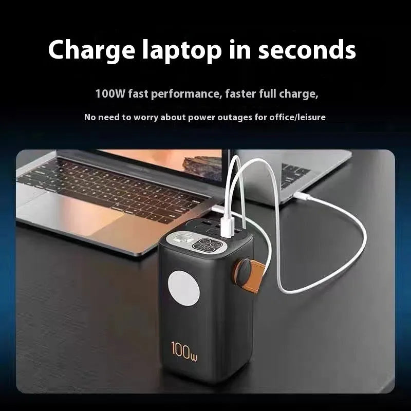 60000mAh super fast charge power bank with PVC shell, creative design, available in black