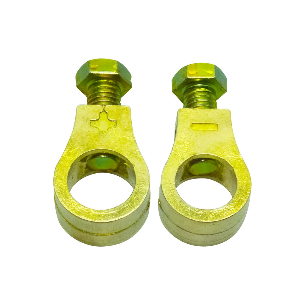 Pure copper car battery terminal clamp or connector on a white background.