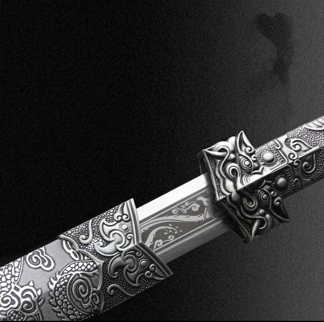 Beast Beak integral sword high manganese steel unsharpened blade 103CM with solid wood leather scabbard