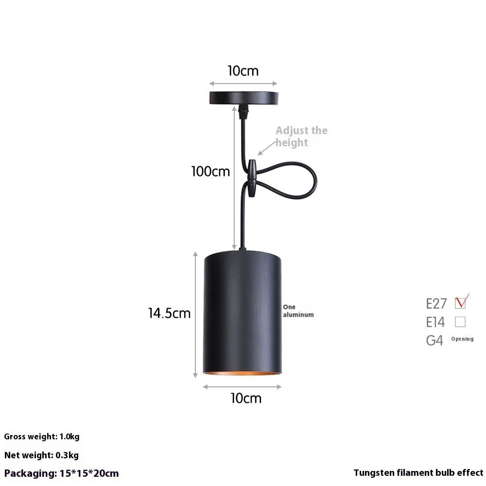 Retro industrial cage chandelier with matte black iron finish, shown in short and long pendant versions.