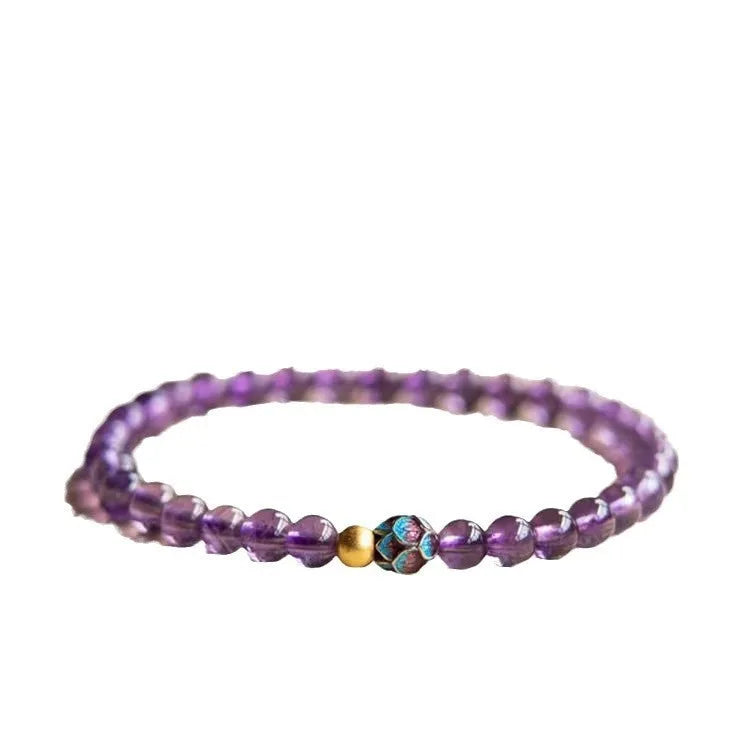 Nine Purple Lotus bracelet retro style women's mixed material bracelet