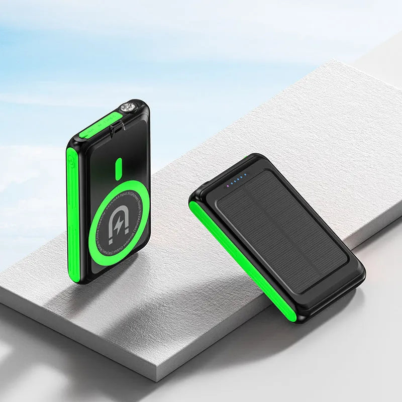 5000mAh magnetic solar charging unit with PVC shell in compact size 107x68x19mm