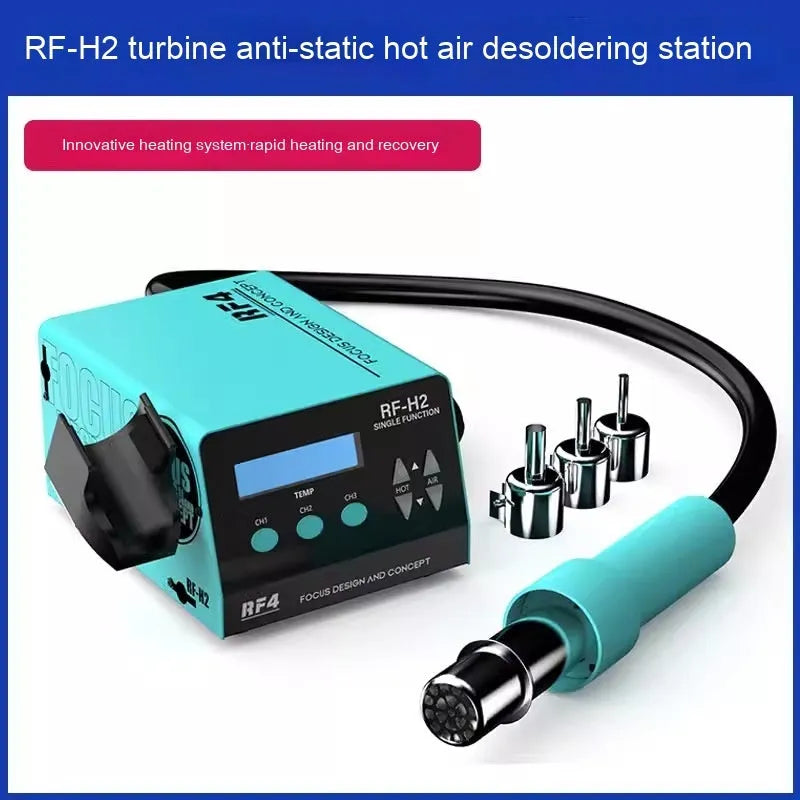 Digital display heat gun with interchangeable nozzles for BGA chip desoldering and electronics repair