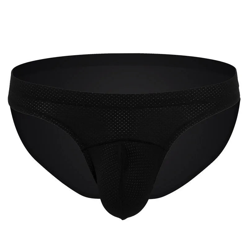 Men's transparent loose nylon underwear in colours black, blue, grey, sky blue, and white.