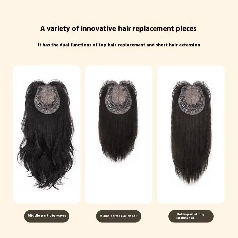 Natural black 65cm big wave wig with seamless ultra-thin breathable construction for ladies