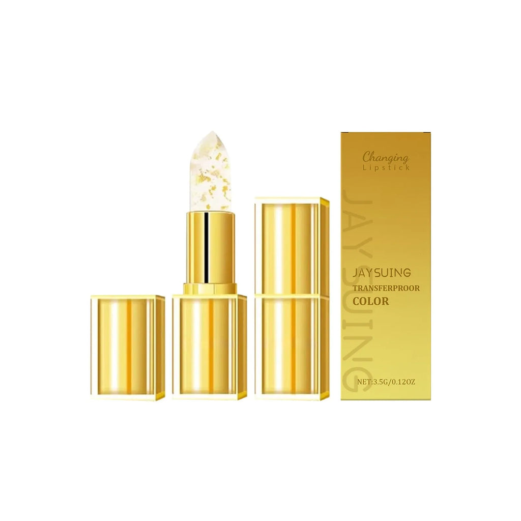 Gold foil nourishing lipstick in 3.5g stick with compact packaging