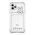 Cartoon design transparent TPU phone case with card slot for Apple iPhone