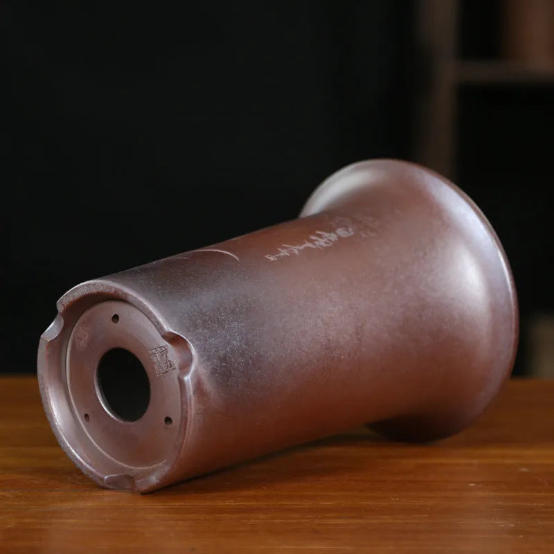 Classical Chinese style purple sand ceramic orchid pot round stick bottle shape s2160 firewood flat mouth finish