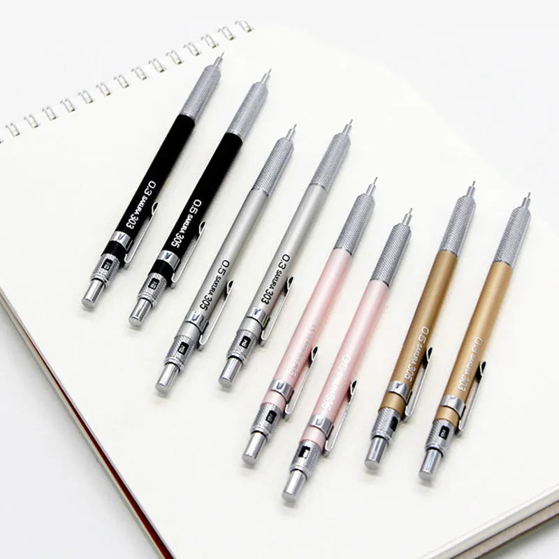Japanese cherry blossom metal mechanical pencil in gold, silver, black, or pink with 0.5mm or 0.3mm lead